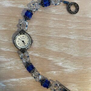 Geneva Stainless Steel Beaded Bracelet Watch